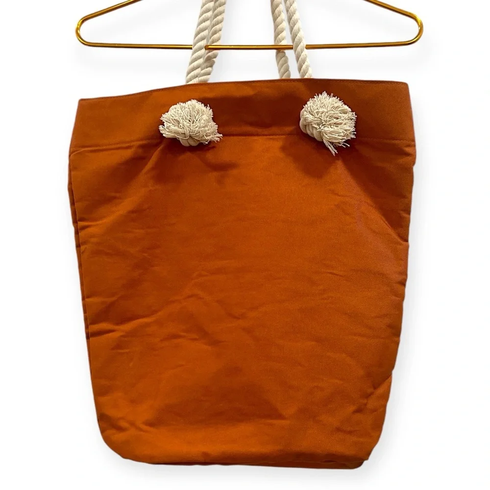 Bergdorf Goodman Sisley Paris Orange White Rope Handle Large Tote Hand Bag NWOT​ - Picture 2 of 9